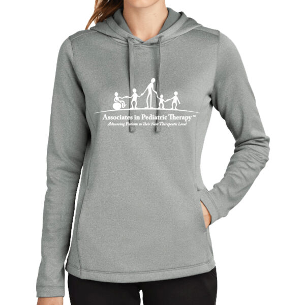 APT - Ladies PosiCharge ® Sport Wick ® Heather Fleece Hooded Pullover Thumbnail