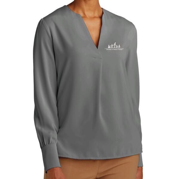 APT - Women's Open Neck Satin Blouse Thumbnail