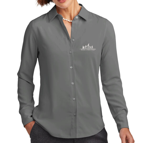 APT - Women's Full Button Satin Blouse Thumbnail
